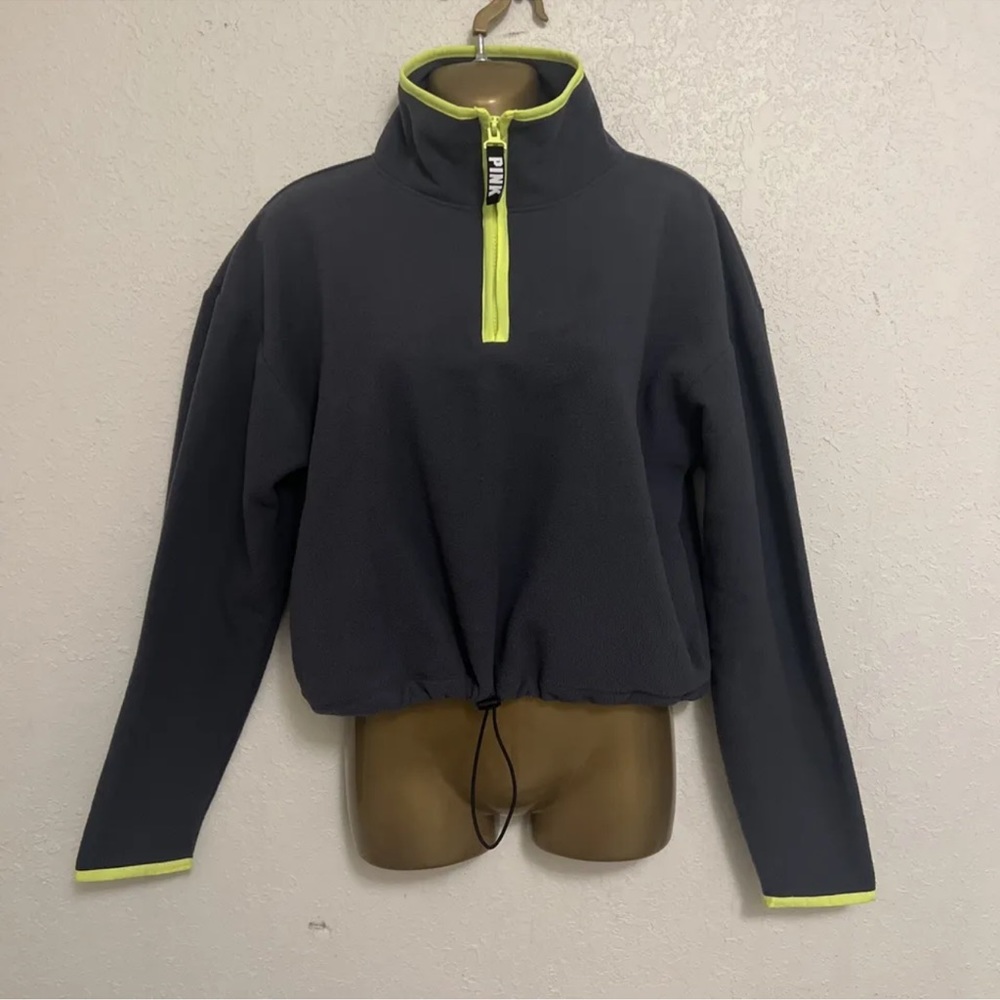 Pink Victoria Secret Quarter Zip Pullover Sweatshirt Size XS Crop